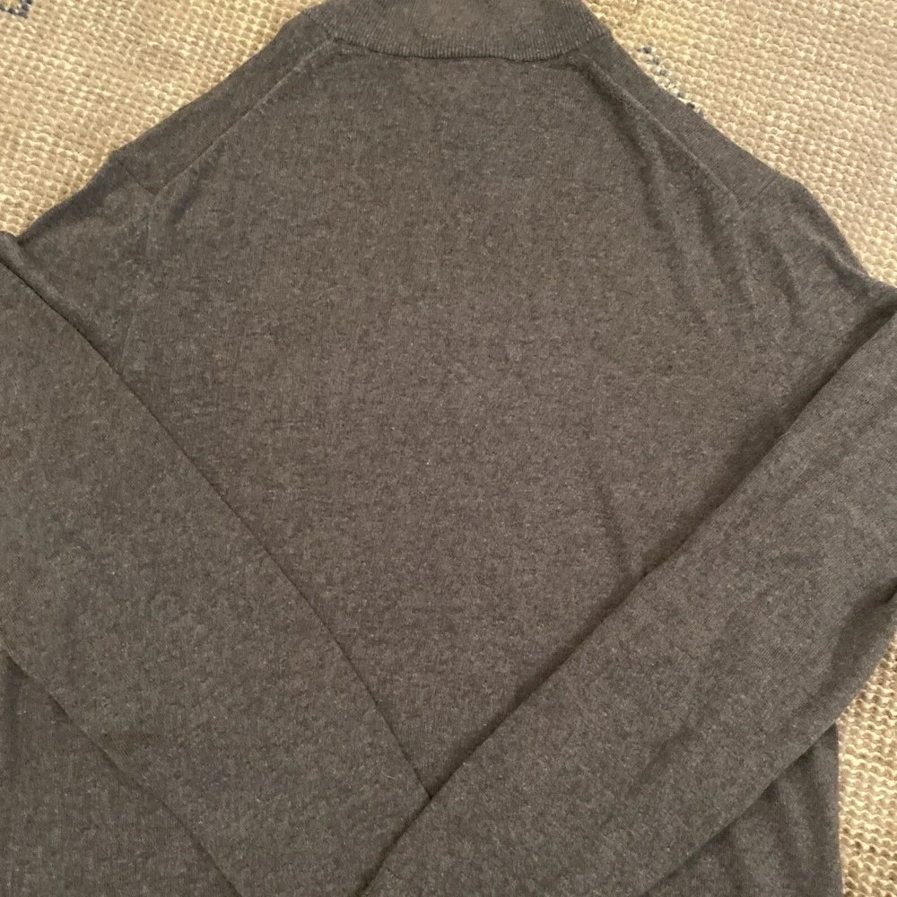 Men's Banana Republic Premium Luxe Yarn Quarter Zip Sweater Silk Cashmere Gray L